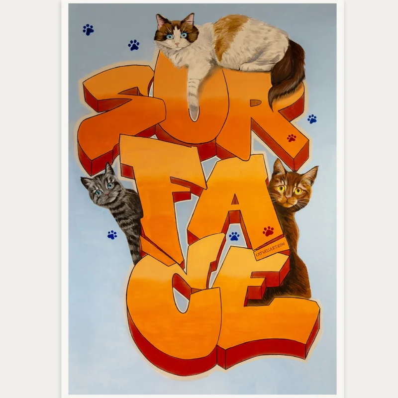 SURFACE Cats – Signed A4 Art Print