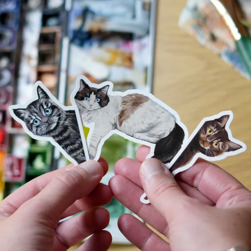 Surface Cats mural sticker collection – three cat stickers